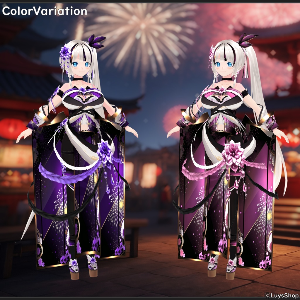 【VRoid 正式版】オリエンタルフェスティバルドレス&振袖&扇【ナツヒバナ】