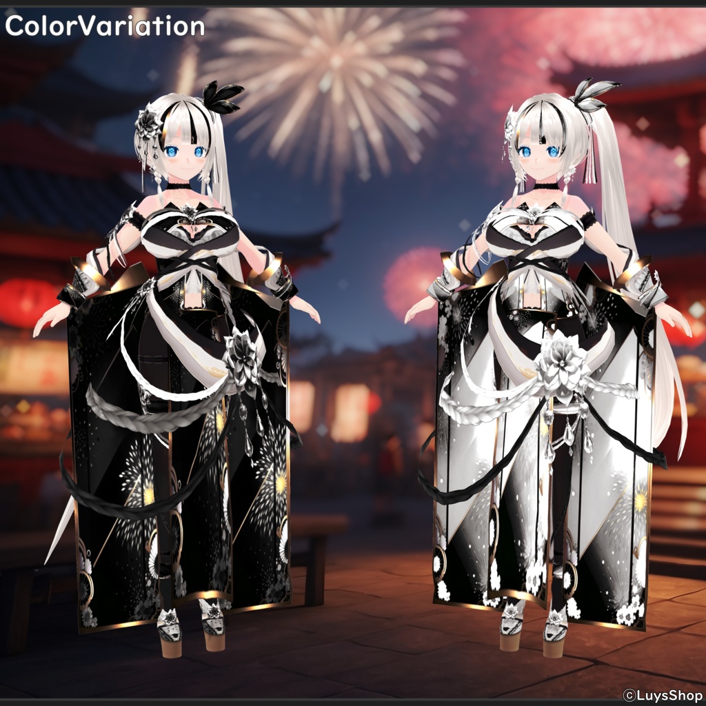 【VRoid 正式版】オリエンタルフェスティバルドレス&振袖&扇【ナツヒバナ】