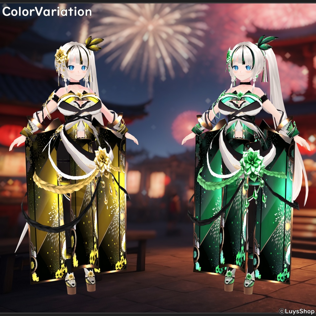 【VRoid 正式版】オリエンタルフェスティバルドレス&振袖&扇【ナツヒバナ】