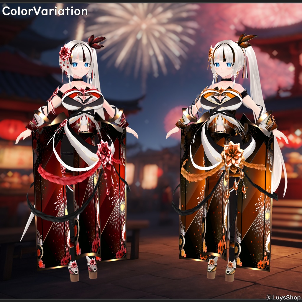 【VRoid 正式版】オリエンタルフェスティバルドレス&振袖&扇【ナツヒバナ】