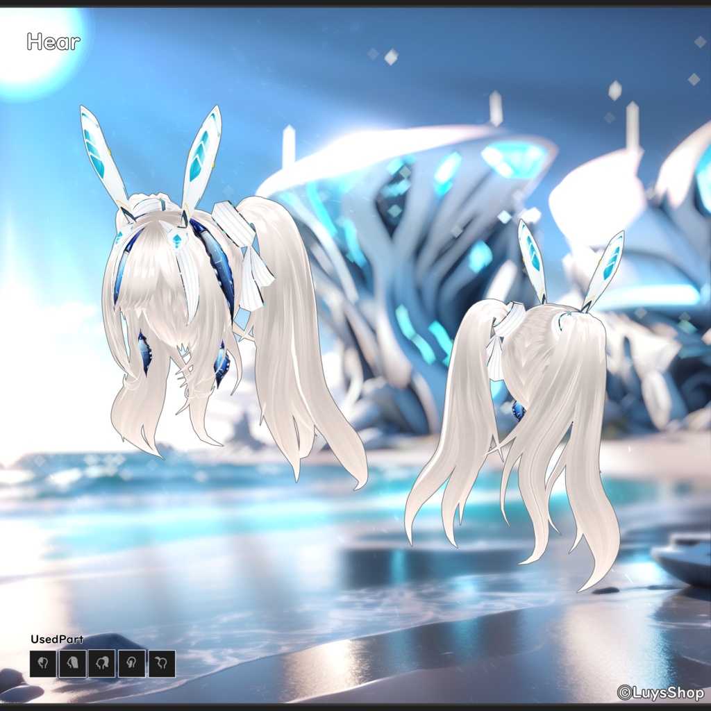 【VRoid 正式版】サイバーサマーウェア&リボン+尻尾&ウォーターガン【スプラッシュバニー】