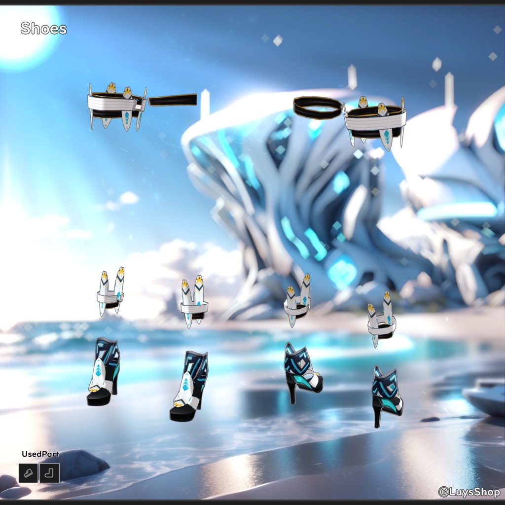 【VRoid 正式版】サイバーサマーウェア&リボン+尻尾&ウォーターガン【スプラッシュバニー】