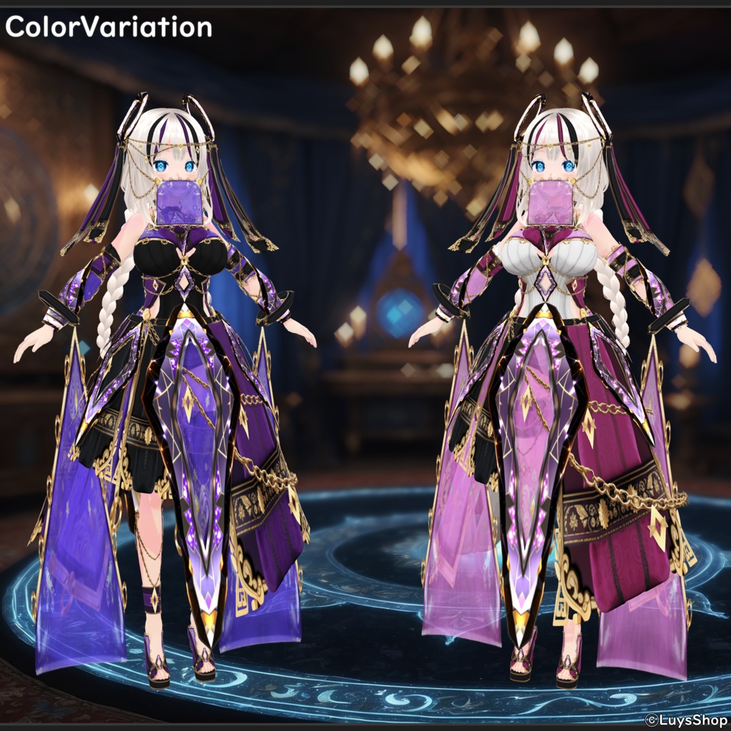 【VRoid 正式版】ファンタジーオラクルドレス&ベール袖&オーブ【プリズマファトゥム】