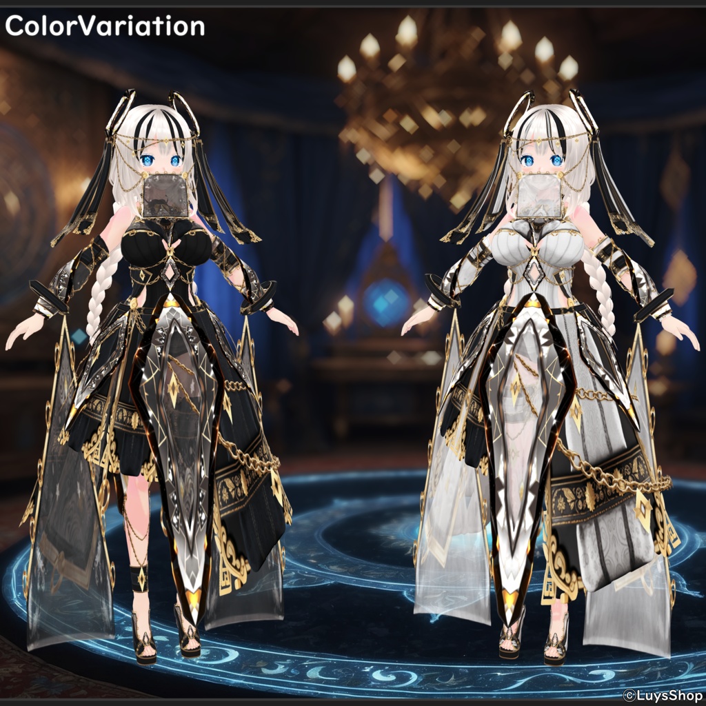 【VRoid 正式版】ファンタジーオラクルドレス&ベール袖&オーブ【プリズマファトゥム】