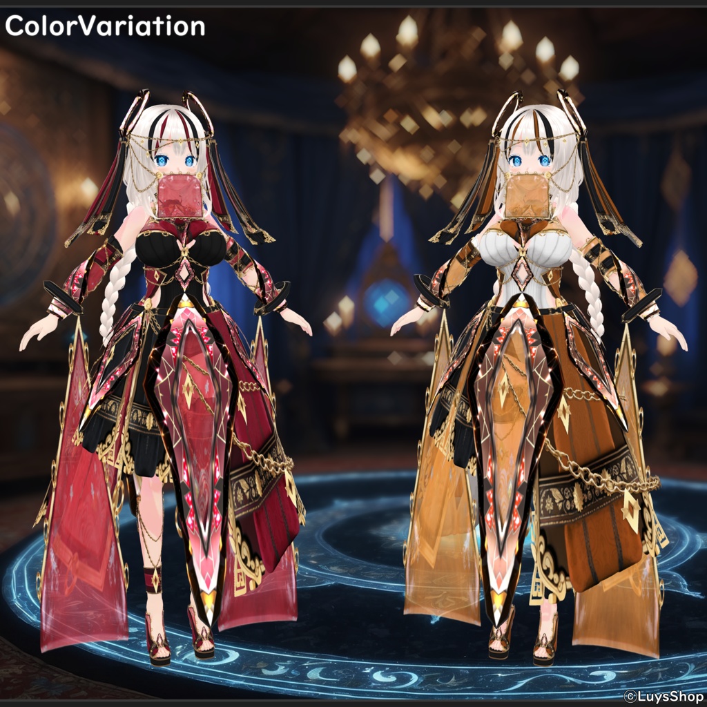 【VRoid 正式版】ファンタジーオラクルドレス&ベール袖&オーブ【プリズマファトゥム】