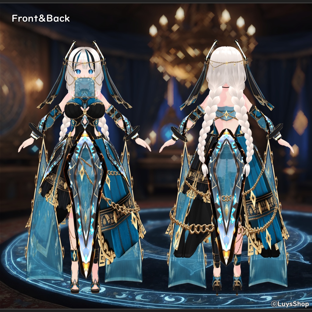 【VRoid 正式版】ファンタジーオラクルドレス&ベール袖&オーブ【プリズマファトゥム】