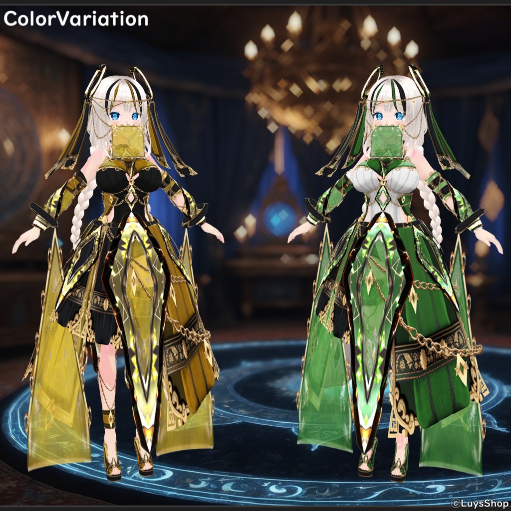 【VRoid 正式版】ファンタジーオラクルドレス&ベール袖&オーブ【プリズマファトゥム】