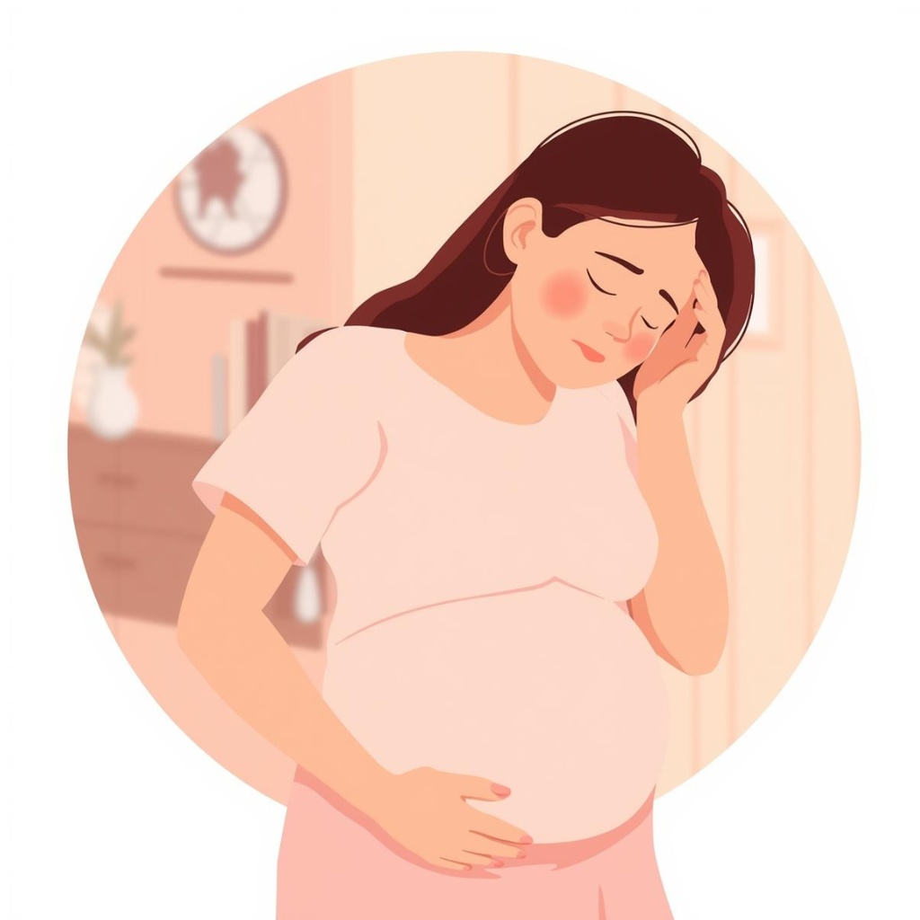 「やさしいマタニティイラストセット|陣痛・破水・お腹の張りなど症状別フラットベクター」