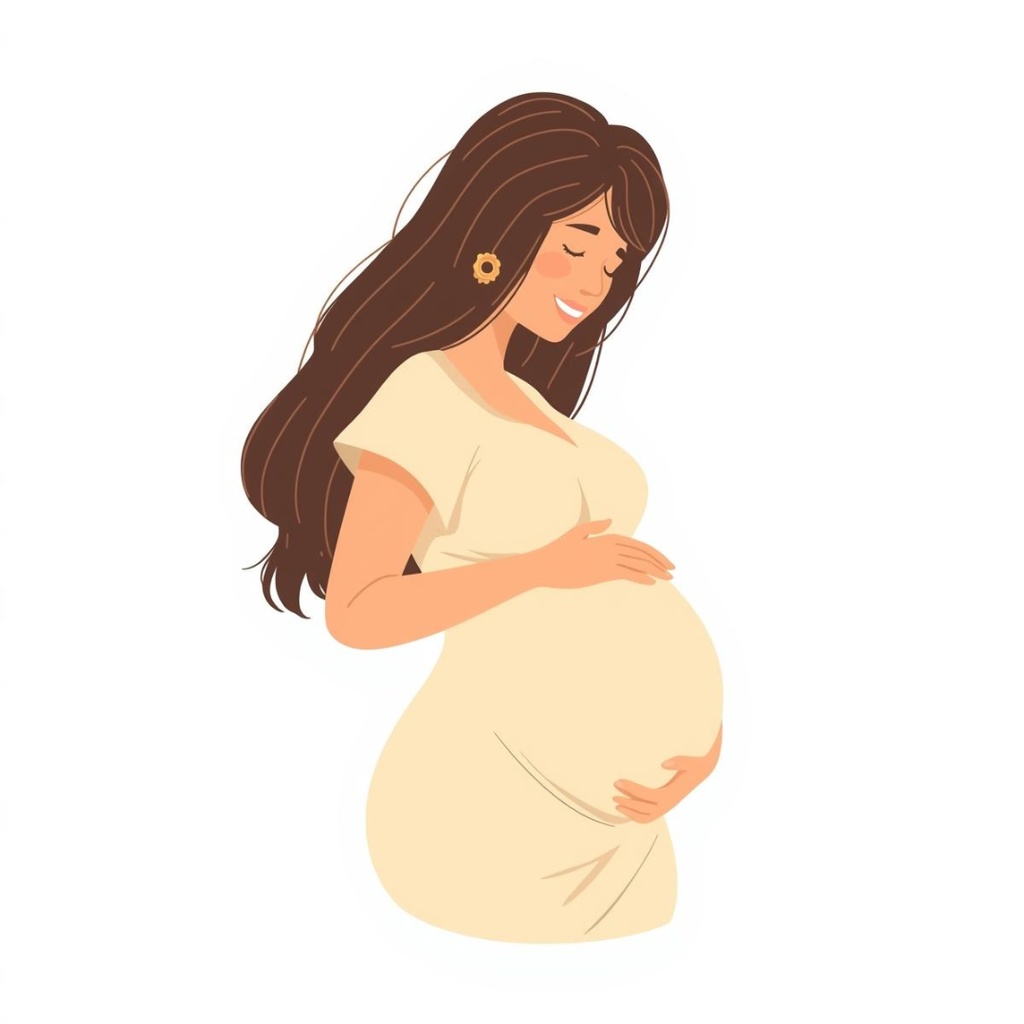 「やさしいマタニティイラストセット|陣痛・破水・お腹の張りなど症状別フラットベクター」
