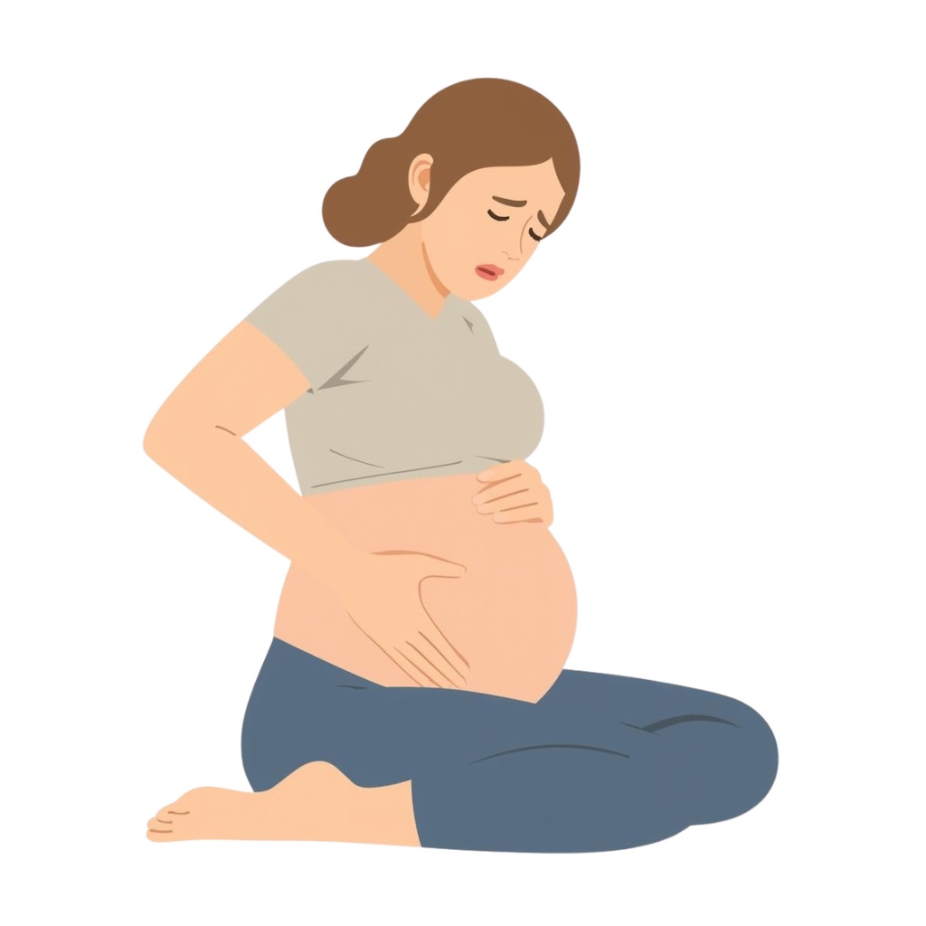 「やさしいマタニティイラストセット|陣痛・破水・お腹の張りなど症状別フラットベクター」