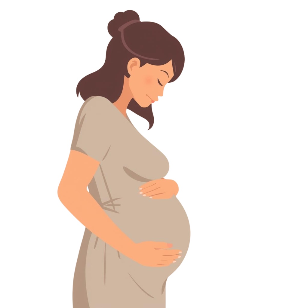 「やさしいマタニティイラストセット|陣痛・破水・お腹の張りなど症状別フラットベクター」