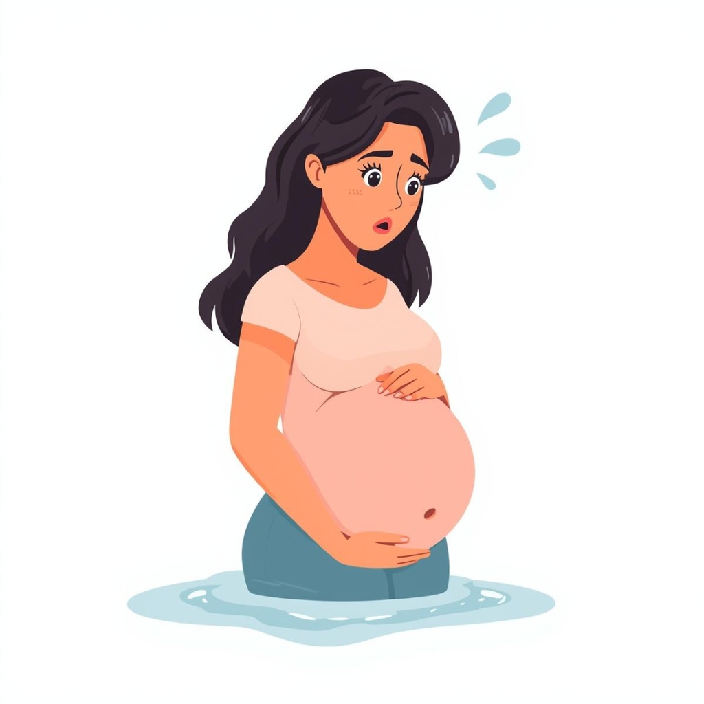 「やさしいマタニティイラストセット|陣痛・破水・お腹の張りなど症状別フラットベクター」