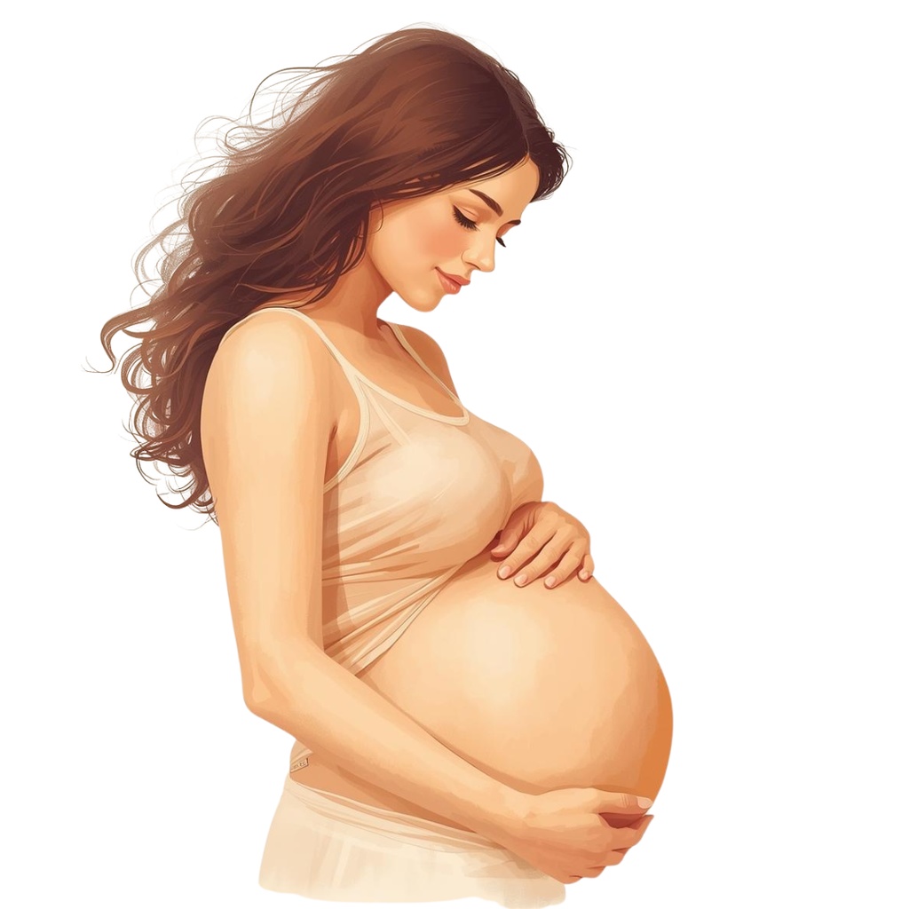 「やさしいマタニティイラストセット|陣痛・破水・お腹の張りなど症状別フラットベクター」