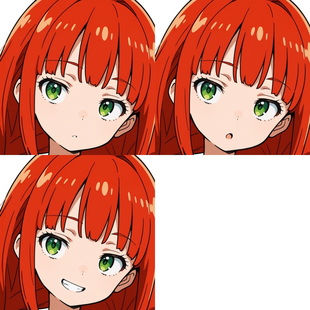 立ち絵素材7 赤い髪のTシャツ少女 表情差分あり