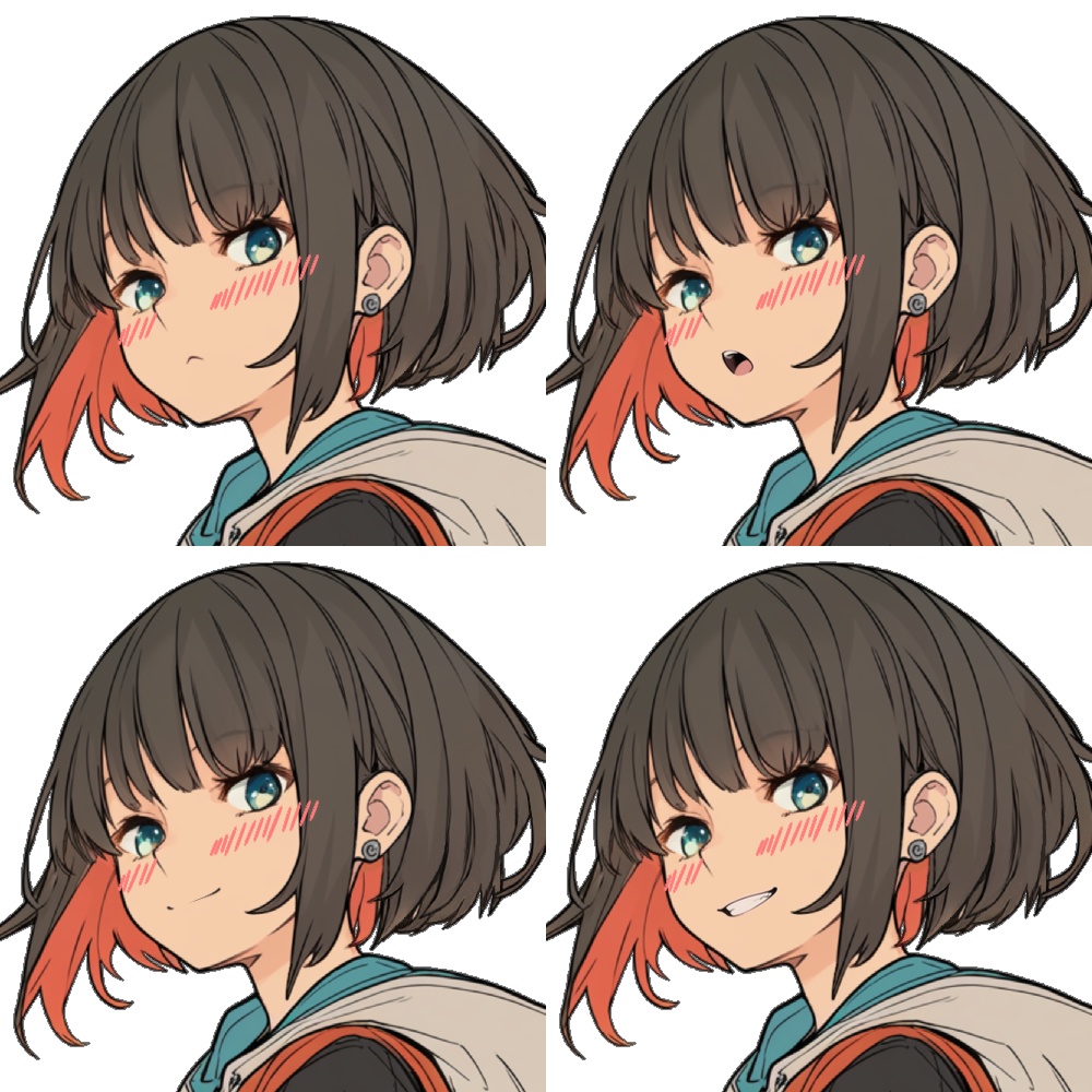 立ち絵素材10 現代風 剣士少女 表情差分あり