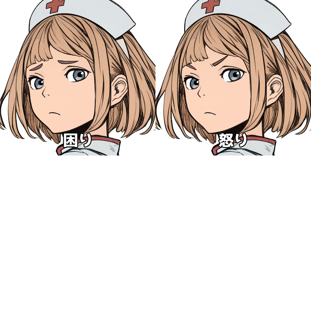 立ち絵素材14 ナース 女の子 表情差分パーツあり