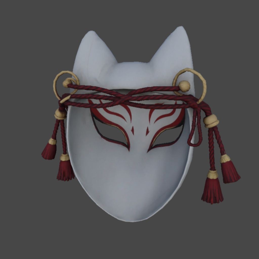 3Dモデル / 和風白狐お面