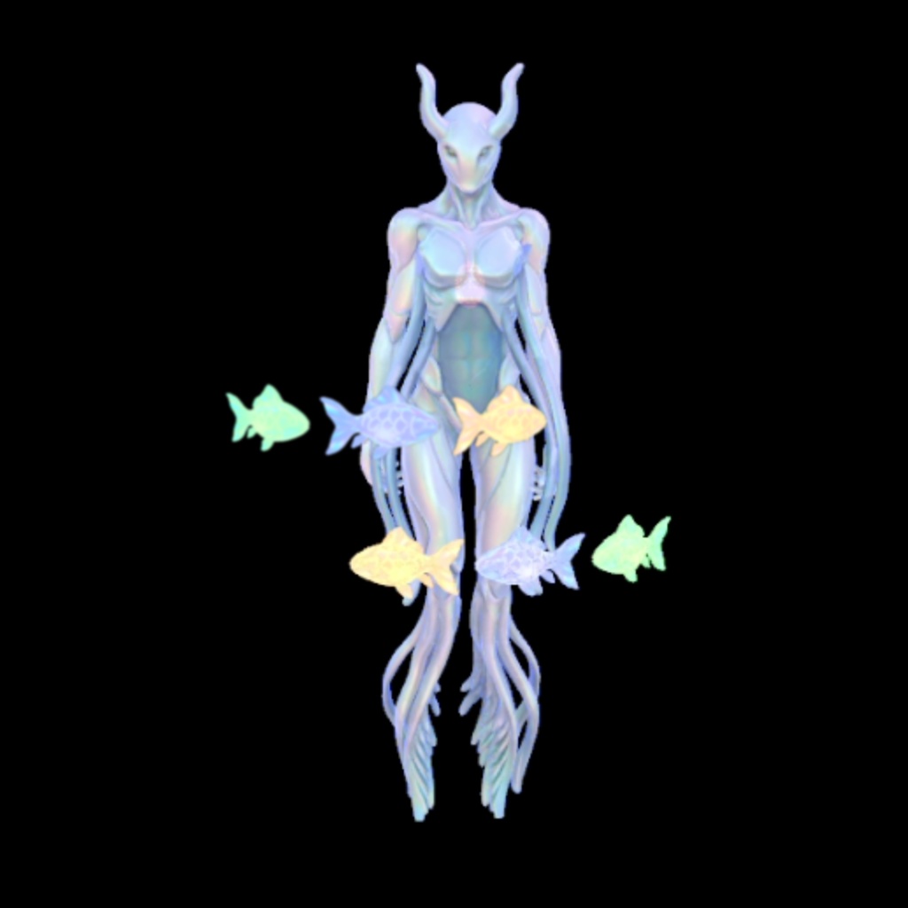 【4/1まで割引中!】【VRChat想定】周回する幻想的な発光魚/超かぐや姫にも登場していた、VR空間に最適な光る魚です