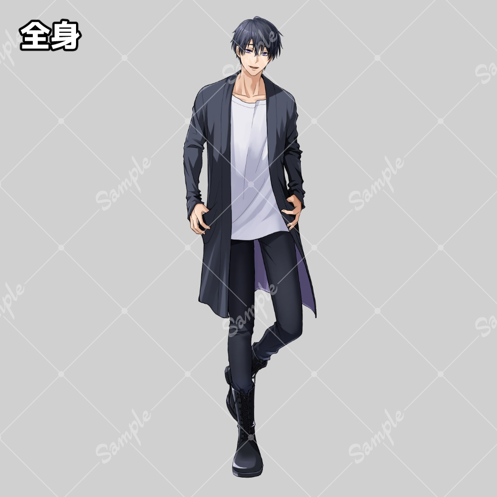 #07【立ち絵】黒髪_男性_青年_全身