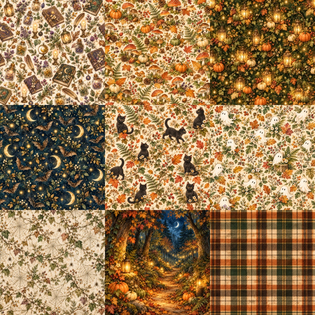 Halloween Forest Design Paper|ハロウィンの森 デザインペーパー 10柄セット
