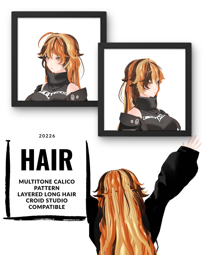 [HAIR] Calico Layered Long Hair | Multitone Orange‑Brown