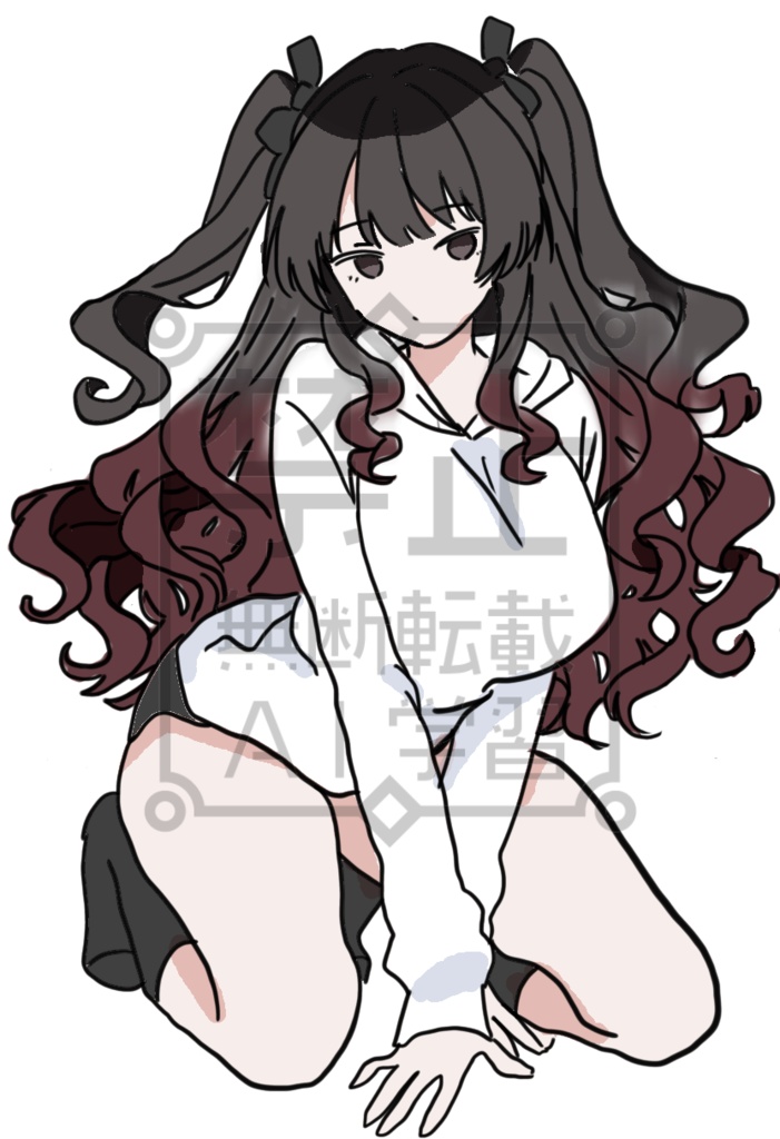 ハーフツインの女の子(色つき、背景透過済)