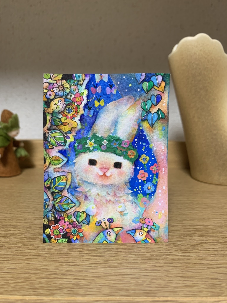 手描きイラスト　ミニ原画　うさぎ