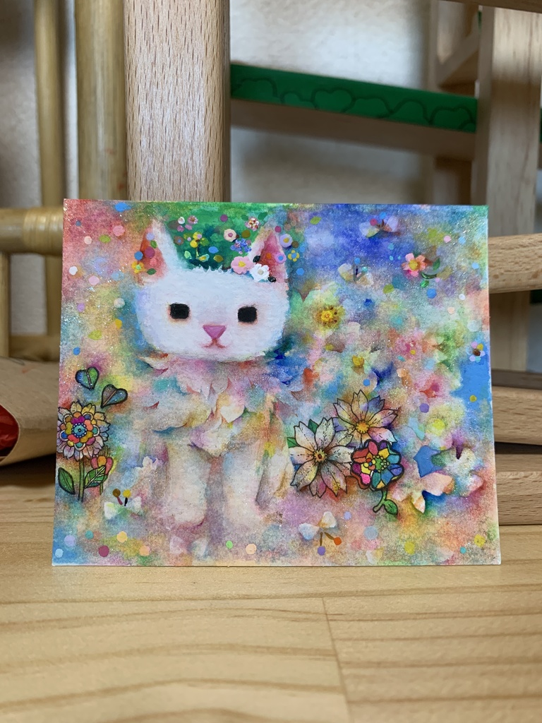 手描きイラスト　ミニ原画　猫