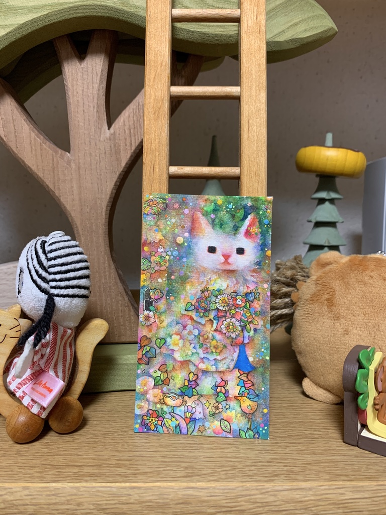手描きイラスト　ミニ原画　猫