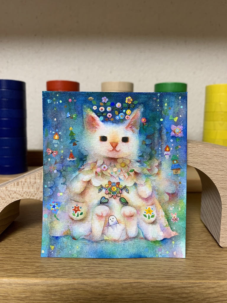 手描きイラスト　ミニ原画　猫①