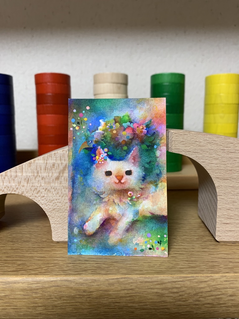 手描きイラスト　ミニ原画　猫②