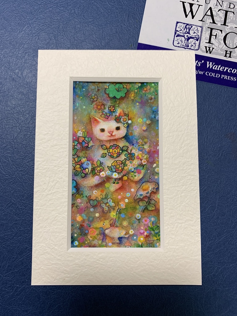 ミニ原画猫　マット付き