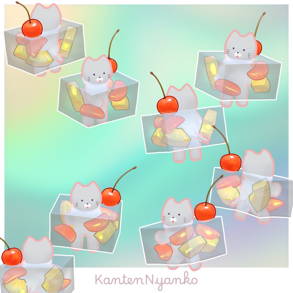 オリジナル3Dモデル「寒天にゃんこ」