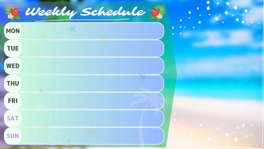 【フリー素材】Summer ver.週間スケジュール表