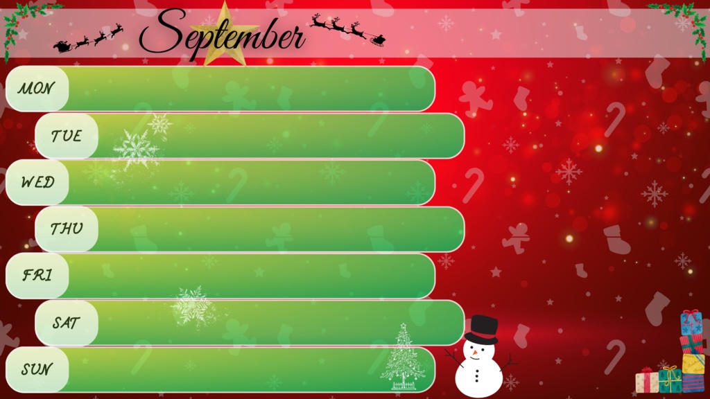 【フリー素材】12月スケジュール表ークリスマスVerー