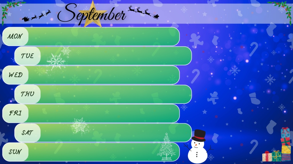 【フリー素材】12月スケジュール表ークリスマスVerー