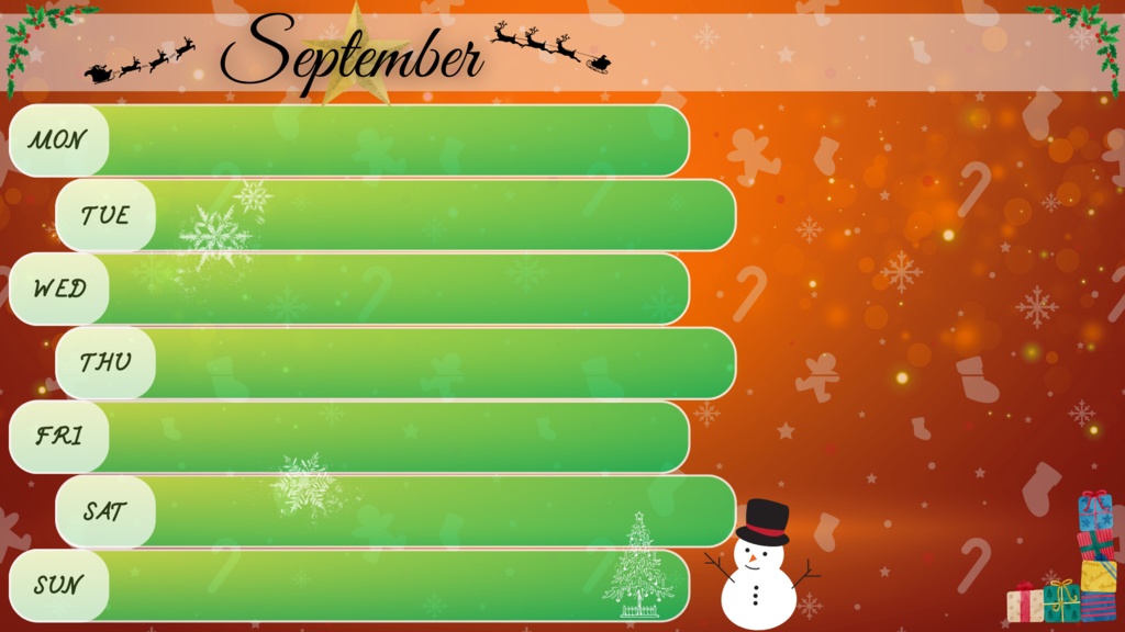 【フリー素材】12月スケジュール表ークリスマスVerー