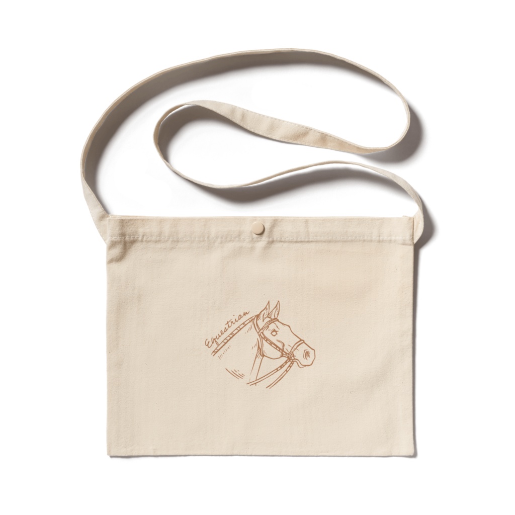 馬 横顔 Equestrian サコッシュ ブラウン