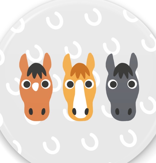 缶ミラー 馬三頭