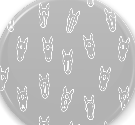缶ミラー 馬の顔模様 グレー地