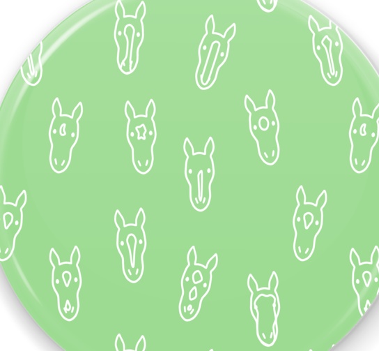 缶ミラー 馬の顔模様 グリーン地