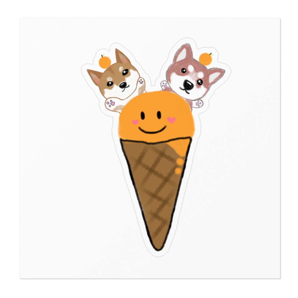 オレンジ味のアイス🍨柴犬