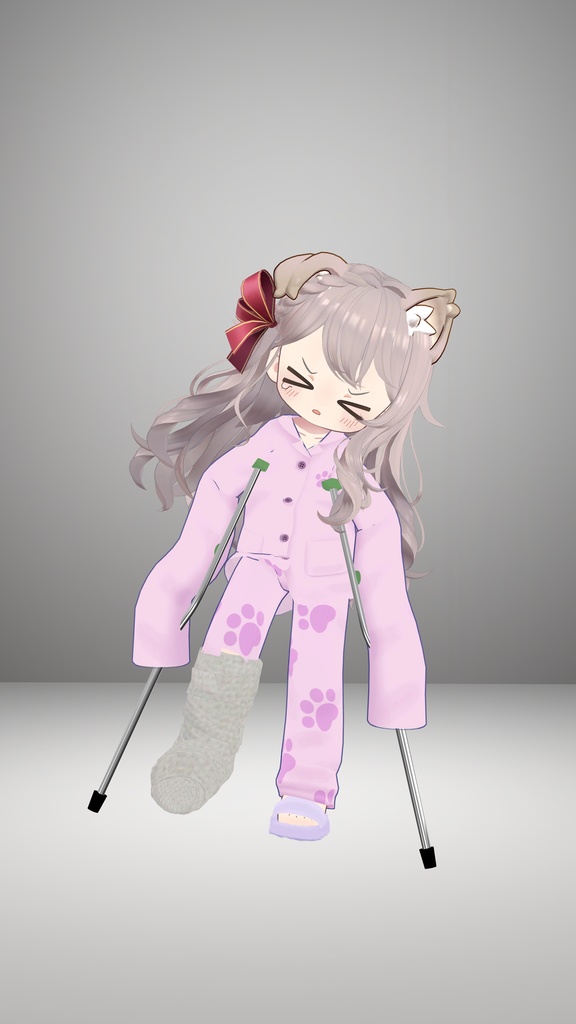 足骨折スターターキット(ギプス&松葉杖)【3Dアクセサリー】