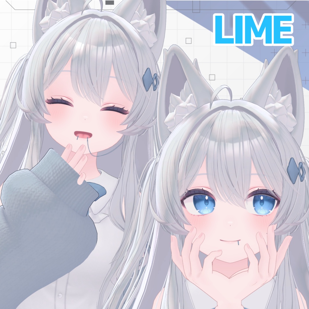 【複数アバター対応】チェーンリップピアス&リングリップピアス【MA対応】