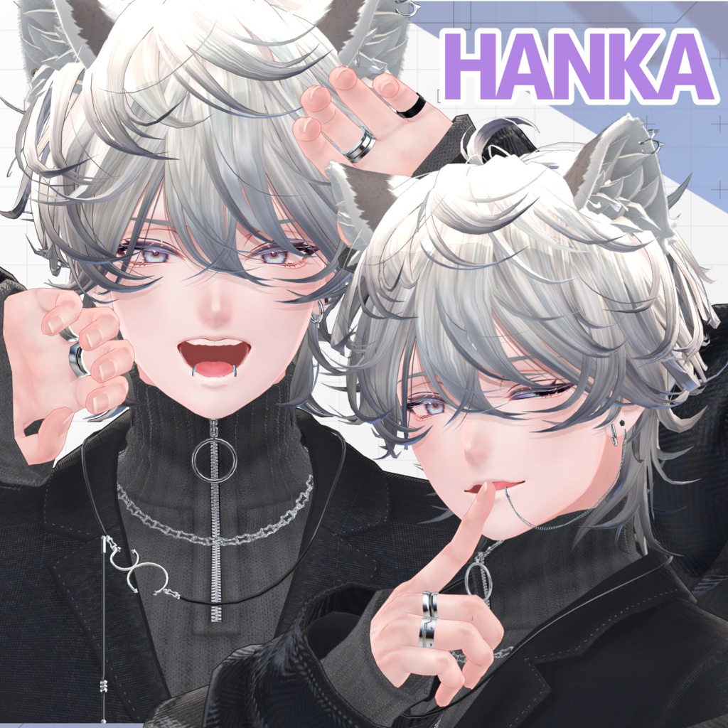 【複数アバター対応】チェーンリップピアス&リングリップピアス【MA対応】