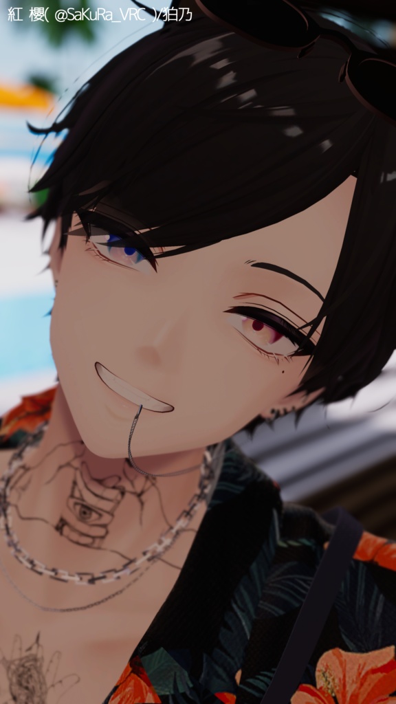 【複数アバター対応】チェーンリップピアス&リングリップピアス【MA対応】