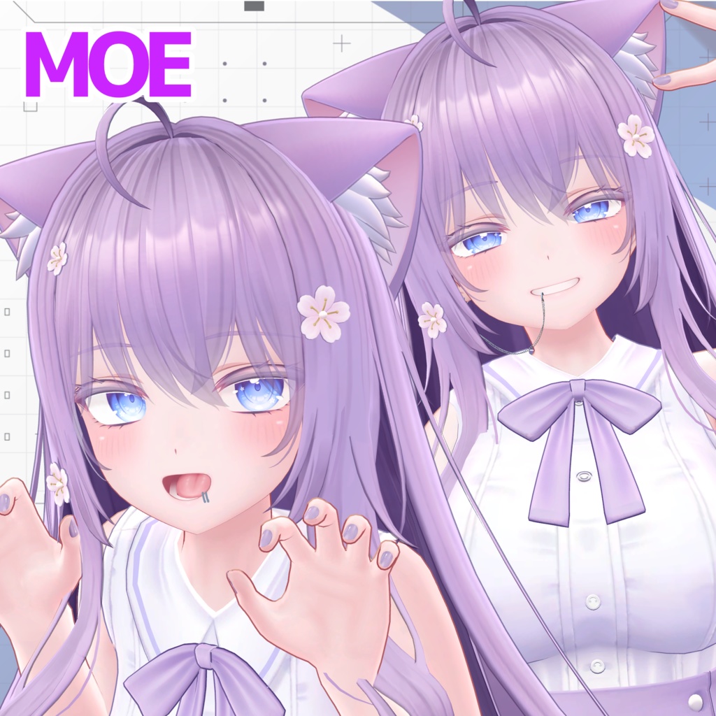 【複数アバター対応】チェーンリップピアス&リングリップピアス【MA対応】