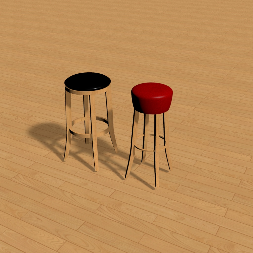 【3D素材】ハイチェア2種セット｜FBX/OBJ/DXF｜商用利用可