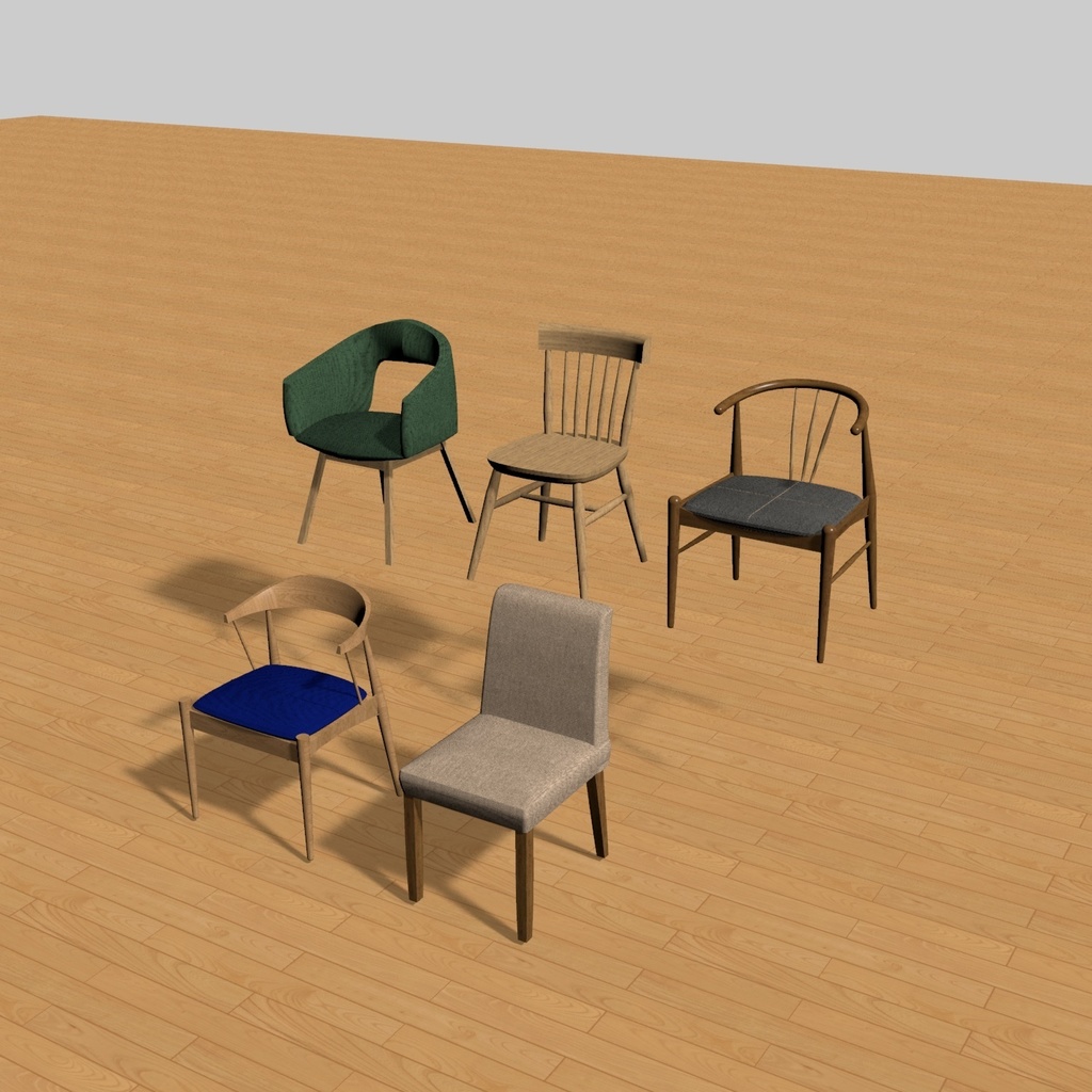 【3D素材】よく使う飲食店椅子まとめ1｜FBX/OBJ/DXF｜商用利用可
