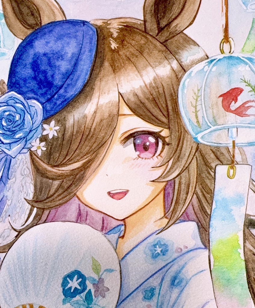 [原画]手描きイラスト　ライスシャワー　ウマ娘　A5 